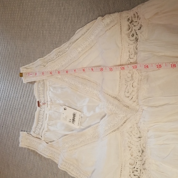 Free People Xs/S NWT Clara Maxi Dress Ivory Off White Lace pocket Delicate Loose - Picture 14 of 16